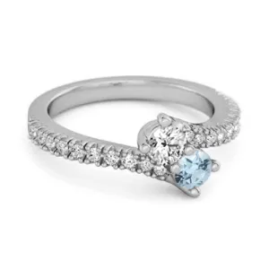0.10 Ctw Blue Topaz 925 Sterling Silver Split Shank Anniversary Ring