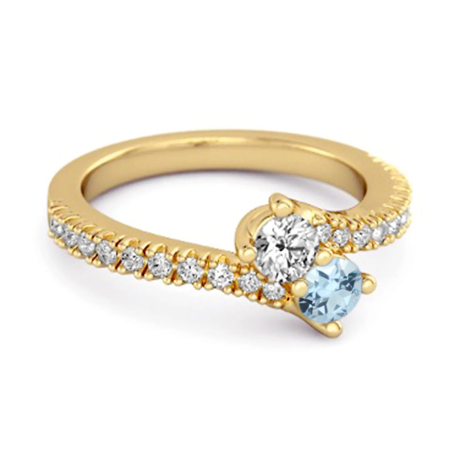 0.10 Ctw Blue Topaz 925 Sterling Silver Split Shank Anniversary Ring