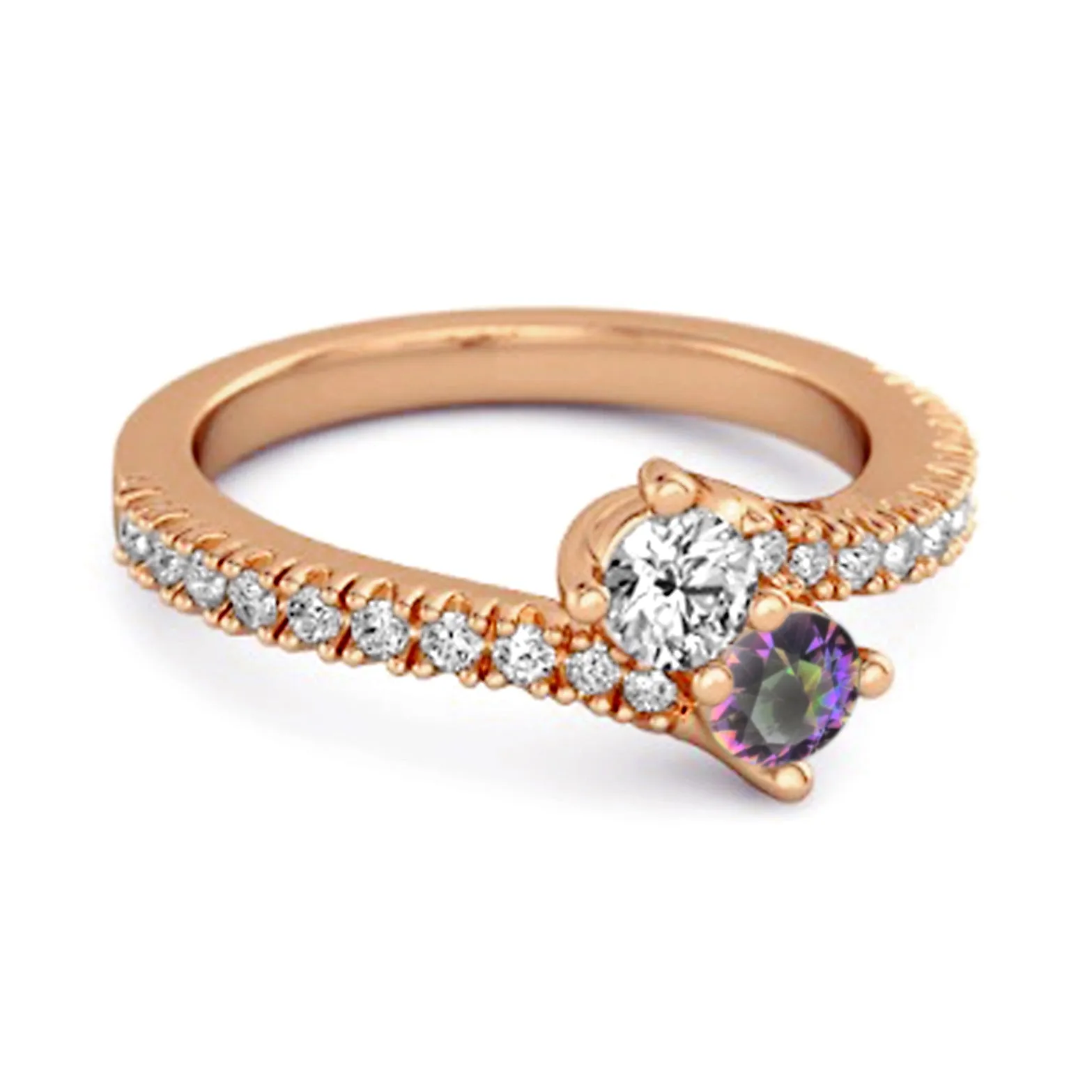 0.10 Ctw Mystic Topaz 925 Sterling Silver Split Shank Anniversary Ring