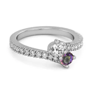 0.10 Ctw Mystic Topaz 925 Sterling Silver Split Shank Anniversary Ring