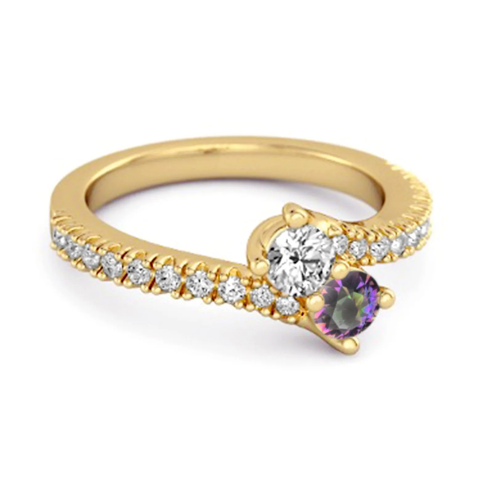 0.10 Ctw Mystic Topaz 925 Sterling Silver Split Shank Anniversary Ring