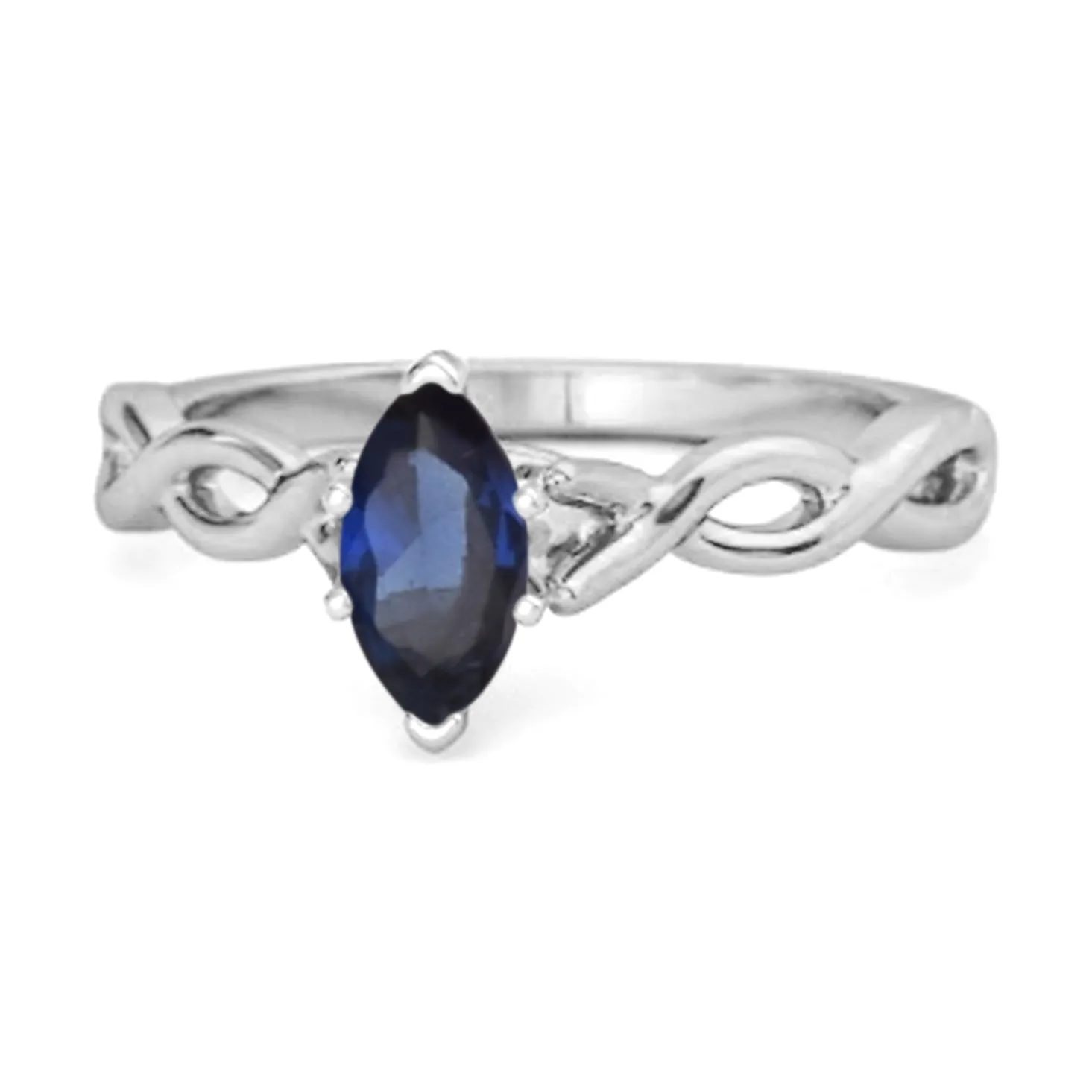 0.25 Ct Blue Sapphire 925 Silver January Birthstone Engagement Ring