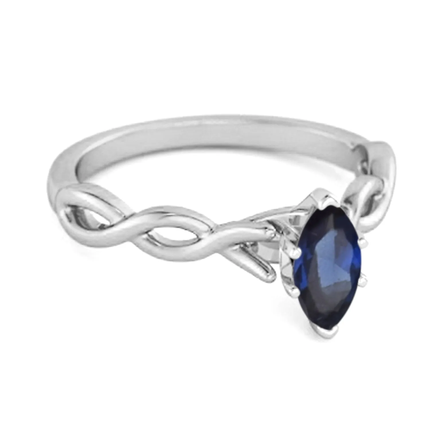 0.25 Ct Blue Sapphire 925 Silver January Birthstone Engagement Ring