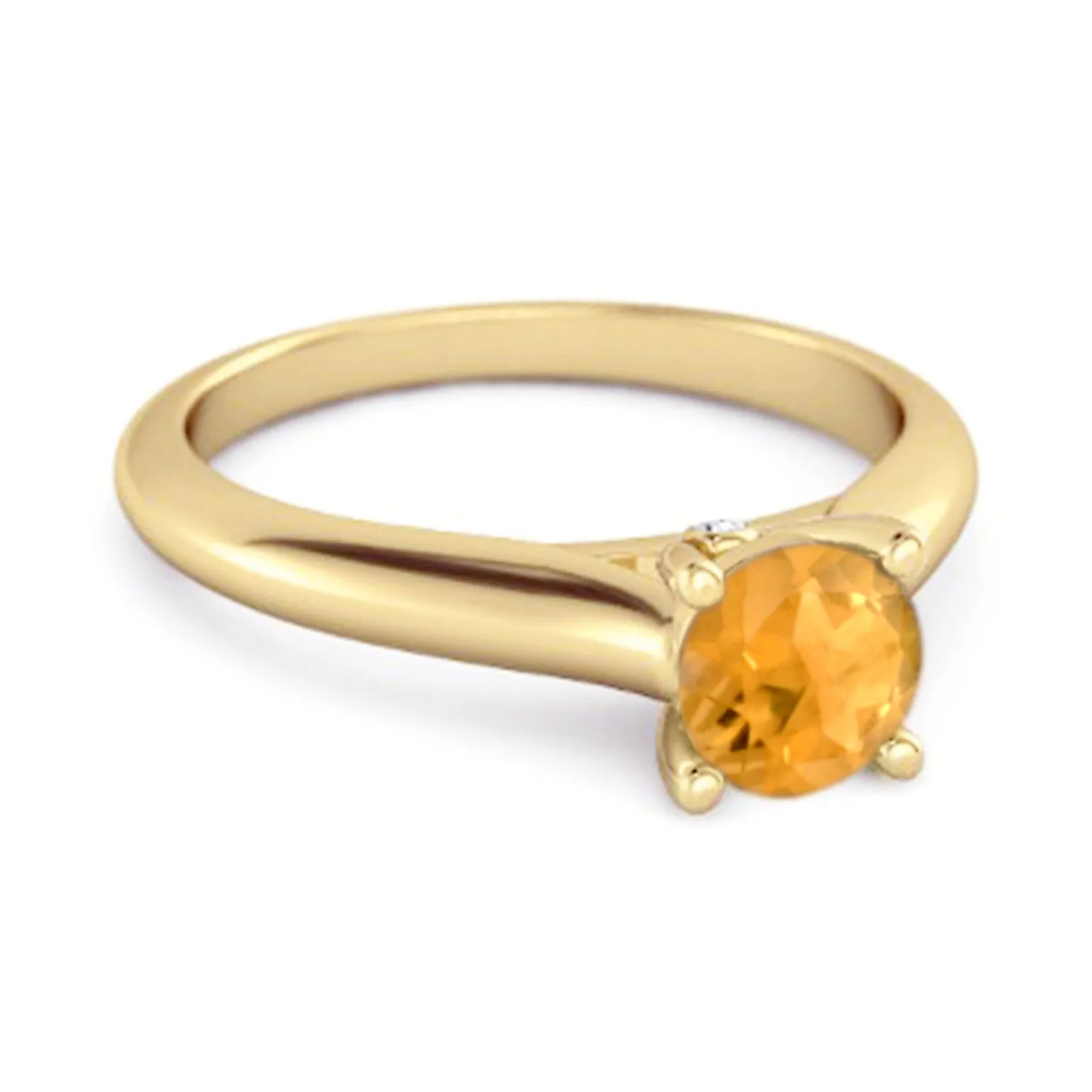 0.25 Ctw Citrine Solitaire 925 Silver Delaney Ring