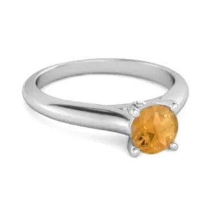 0.25 Ctw Citrine Solitaire 925 Silver Delaney Ring