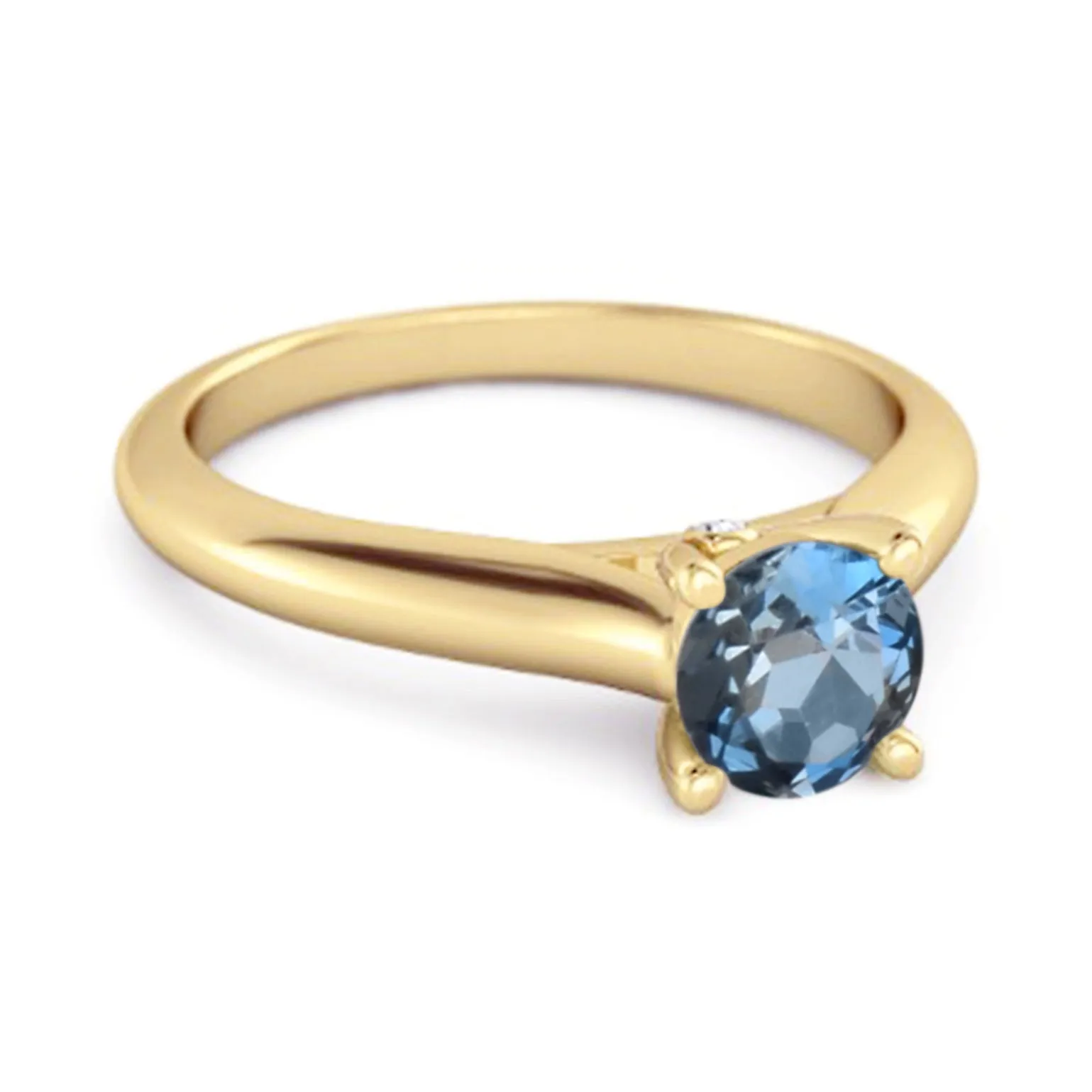 0.25 Ctw London Blue Topaz Solitaire 925 Silver Delaney Ring
