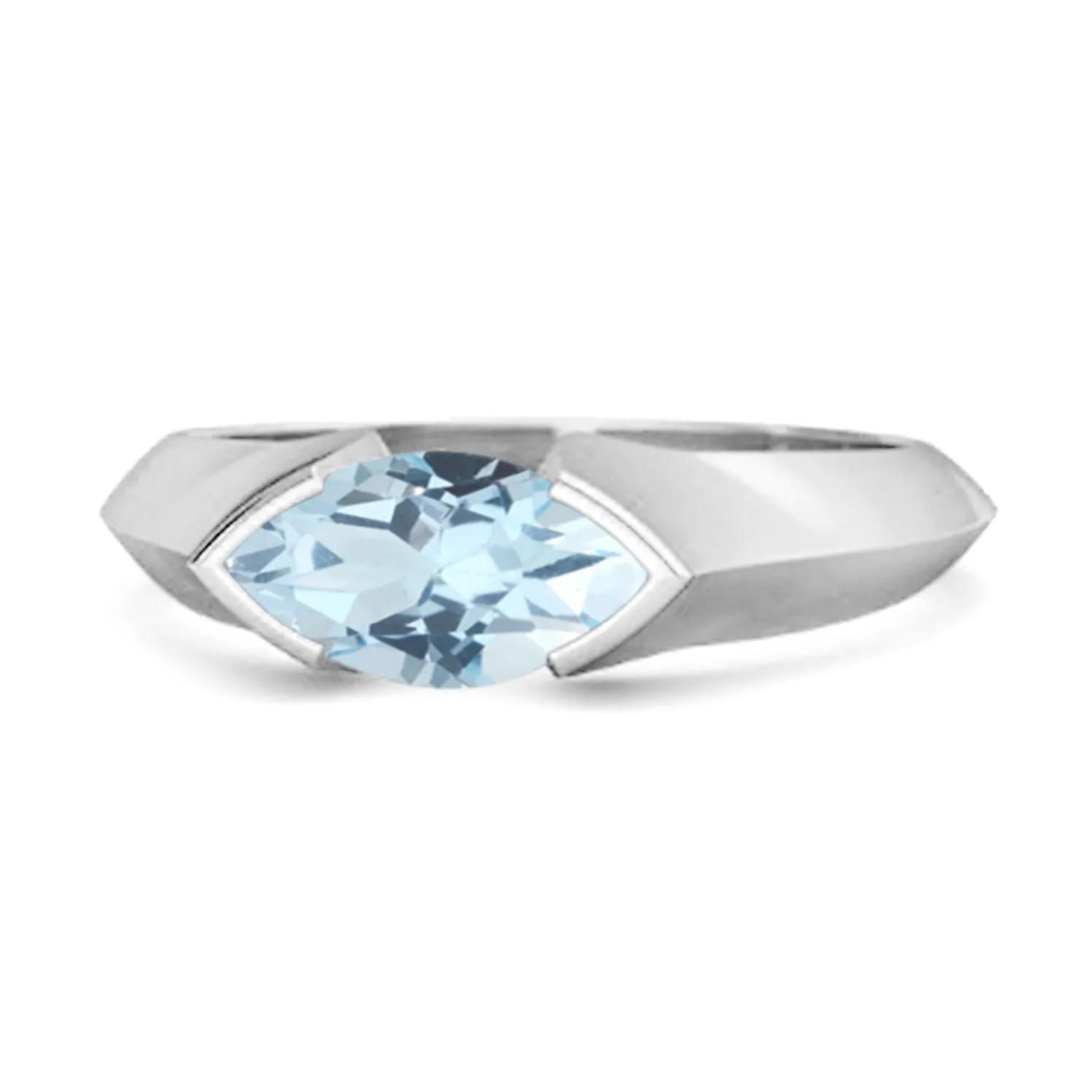 0.25 Ctw Marquise Blue Topaz 925 Sterling Silver Engagement Ring