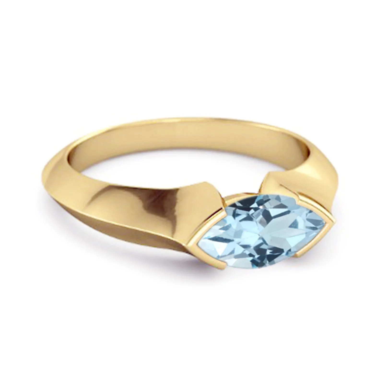 0.25 Ctw Marquise Blue Topaz 925 Sterling Silver Engagement Ring