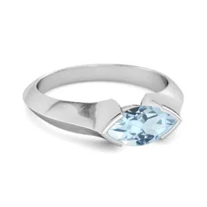 0.25 Ctw Marquise Blue Topaz 925 Sterling Silver Engagement Ring