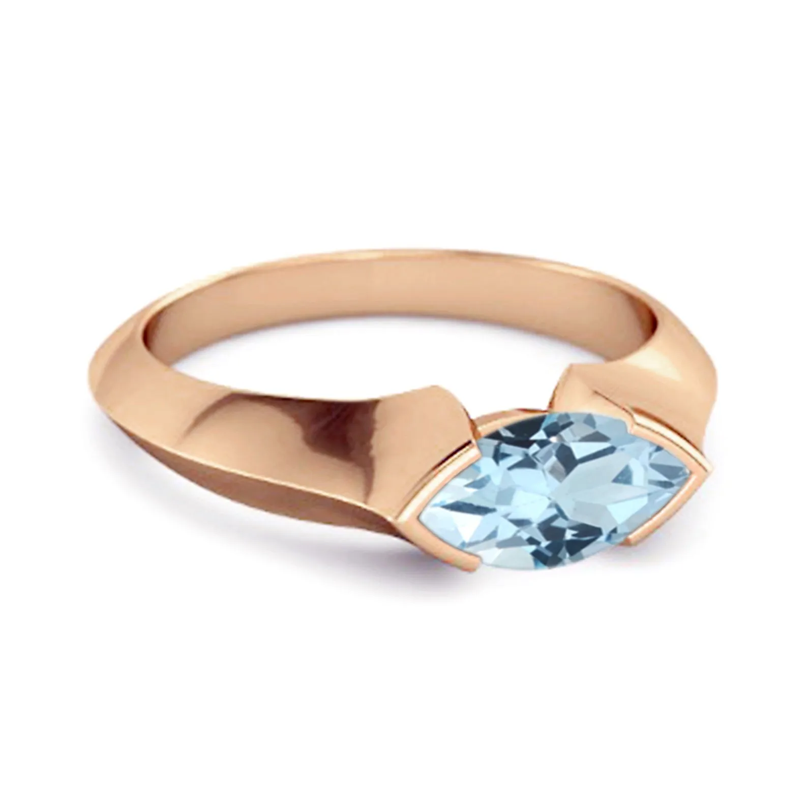 0.25 Ctw Marquise Blue Topaz 925 Sterling Silver Engagement Ring
