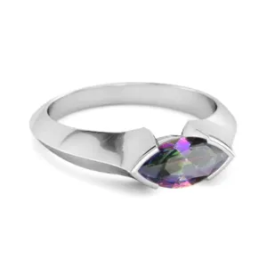 0.25 Ctw Marquise Mystic Topaz 925 Sterling Silver Engagement Ring