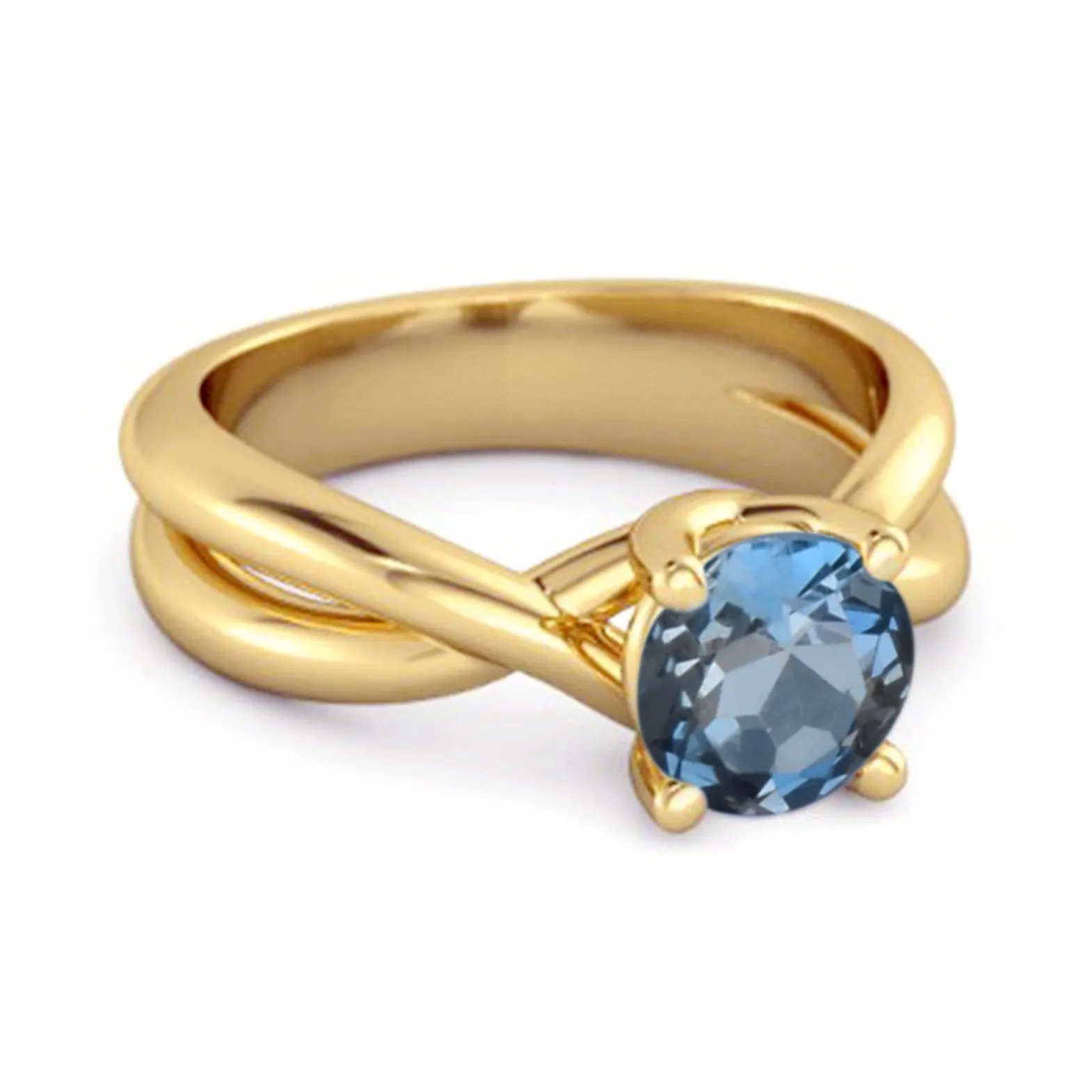 0.25 Ctw Round Cut London Blue Topaz 925 Sterling Silver Embrace Ring