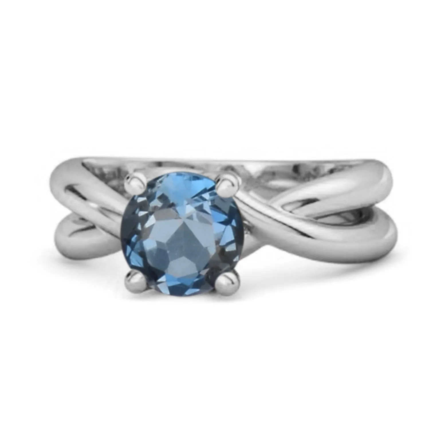 0.25 Ctw Round Cut London Blue Topaz 925 Sterling Silver Embrace Ring