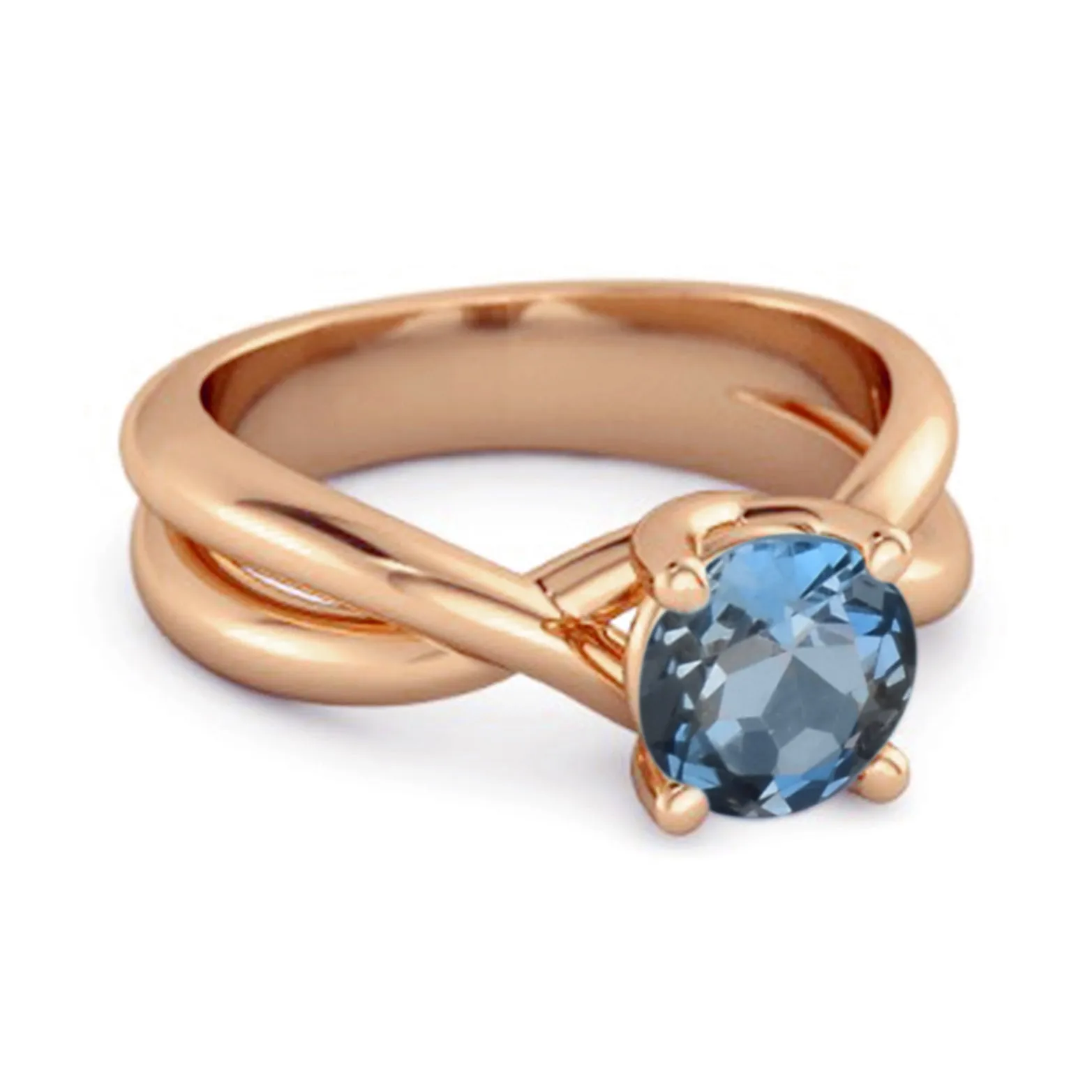 0.25 Ctw Round Cut London Blue Topaz 925 Sterling Silver Embrace Ring