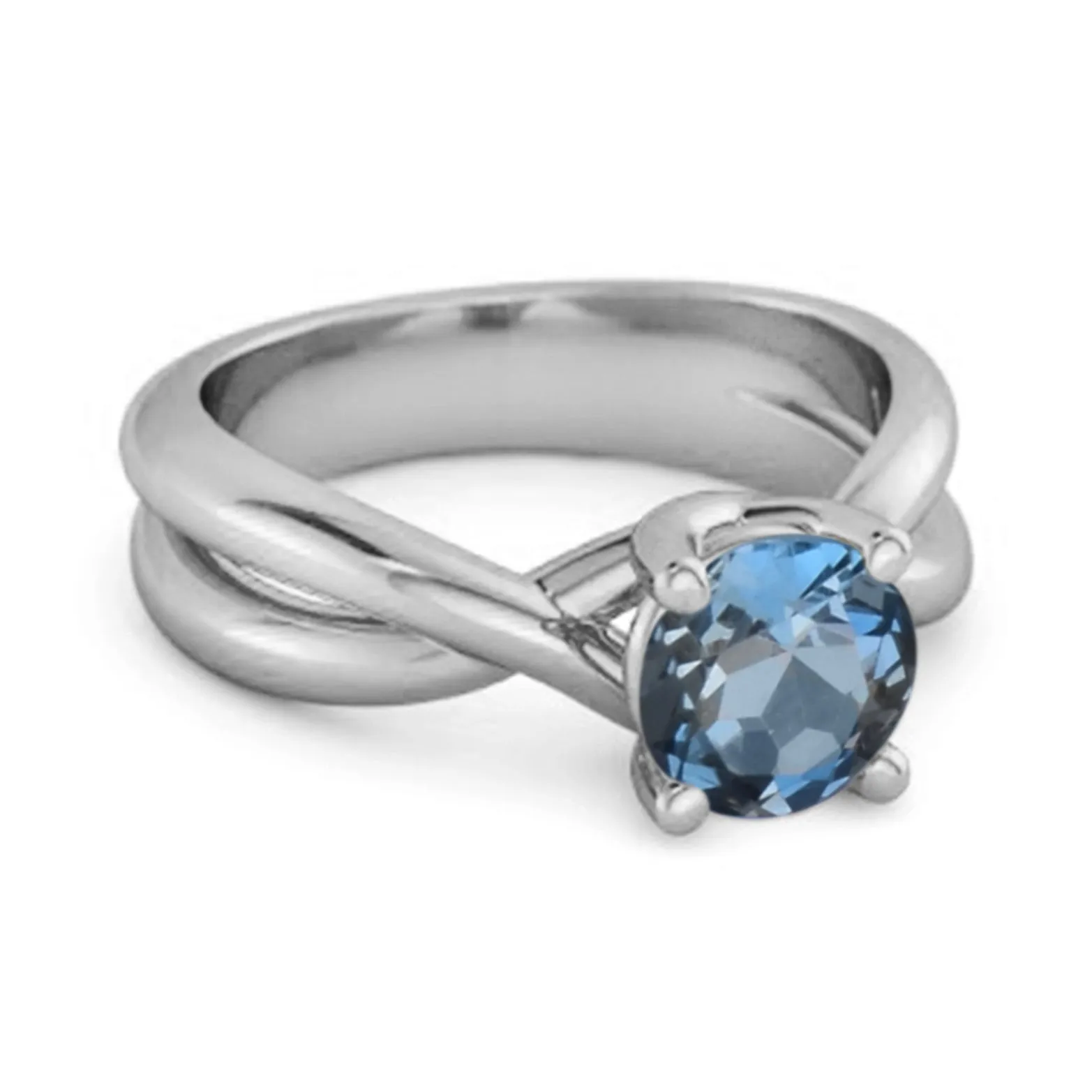 0.25 Ctw Round Cut London Blue Topaz 925 Sterling Silver Embrace Ring