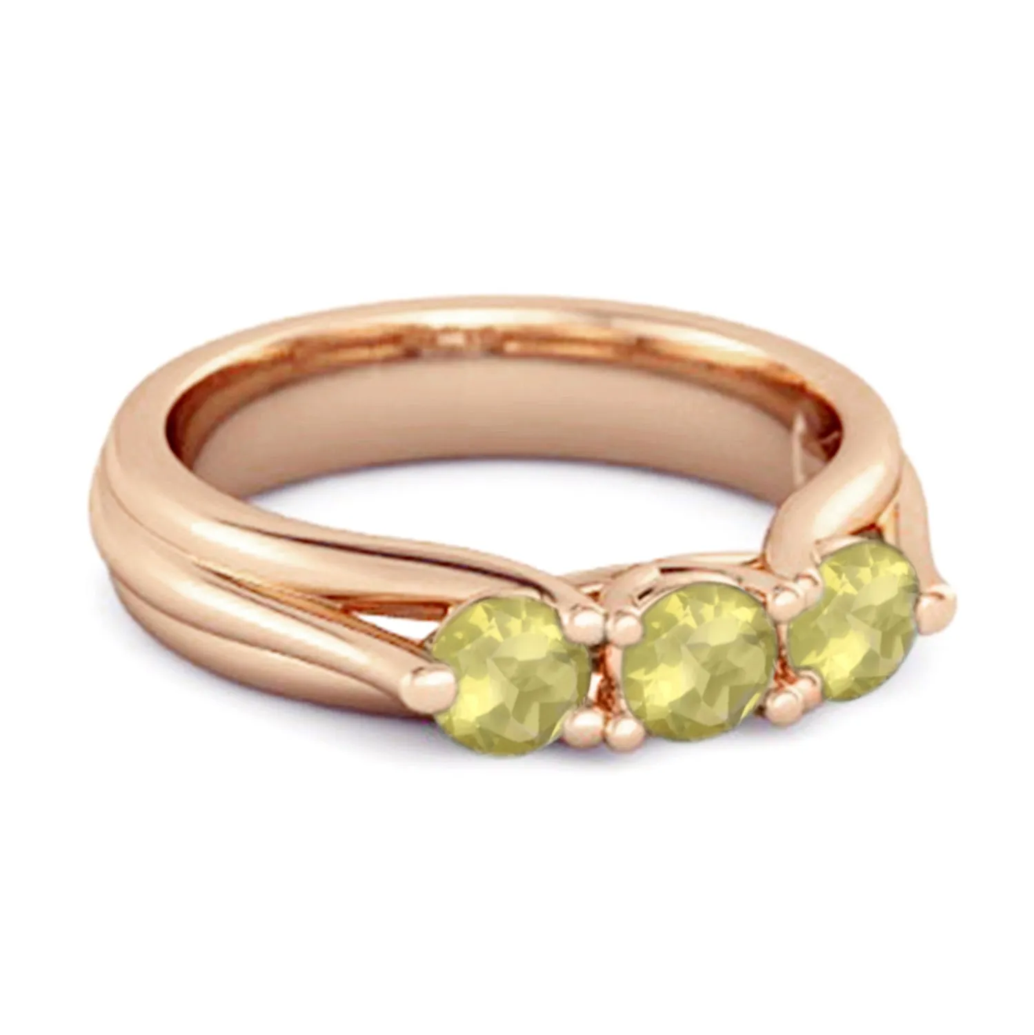 0.30 Ct Lemon Quartz Three-Stone Harmony 925 Silver Promise Ring