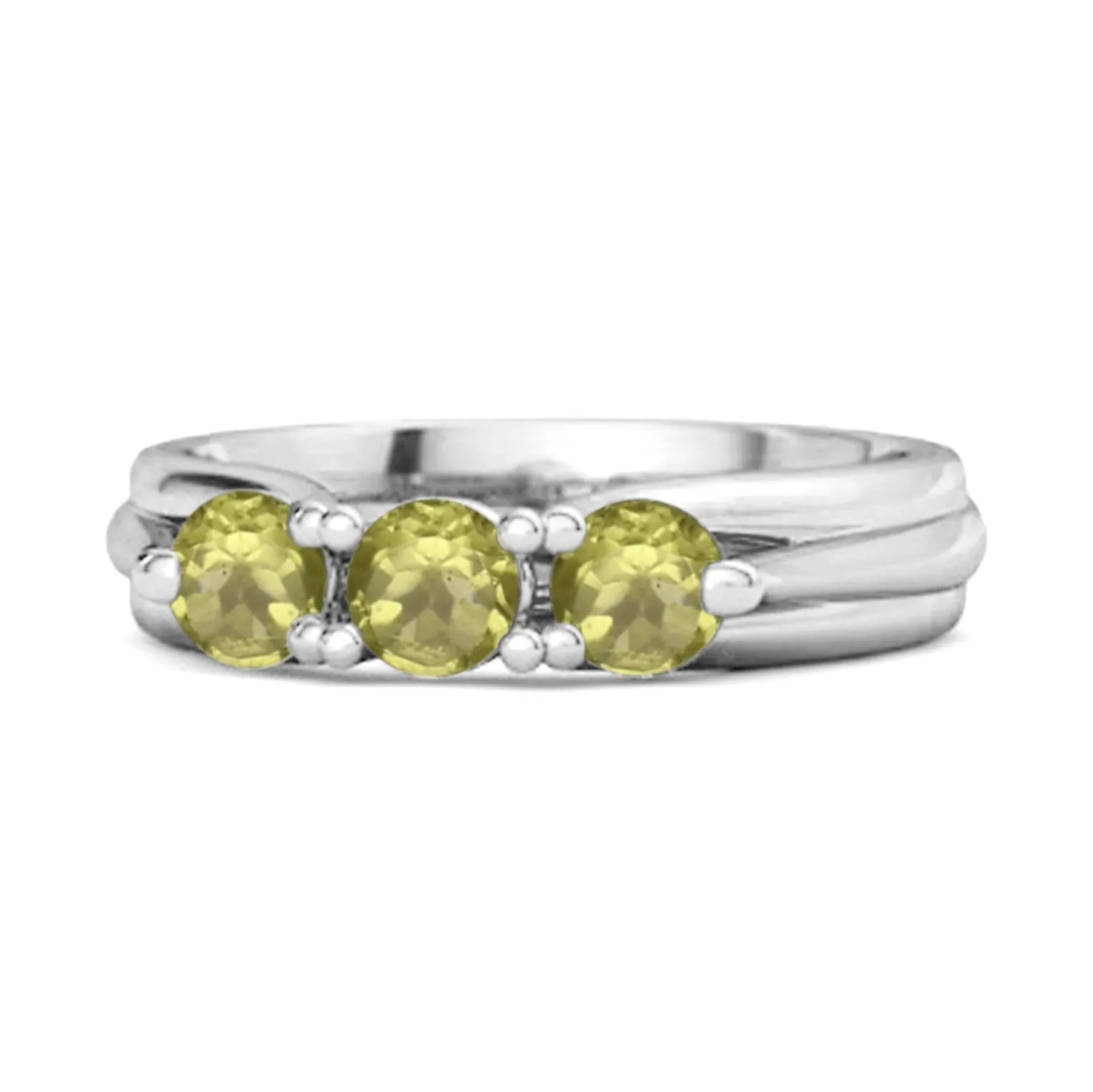 0.30 Ct Peridot Three-Stone Harmony 925 Silver Promise Ring
