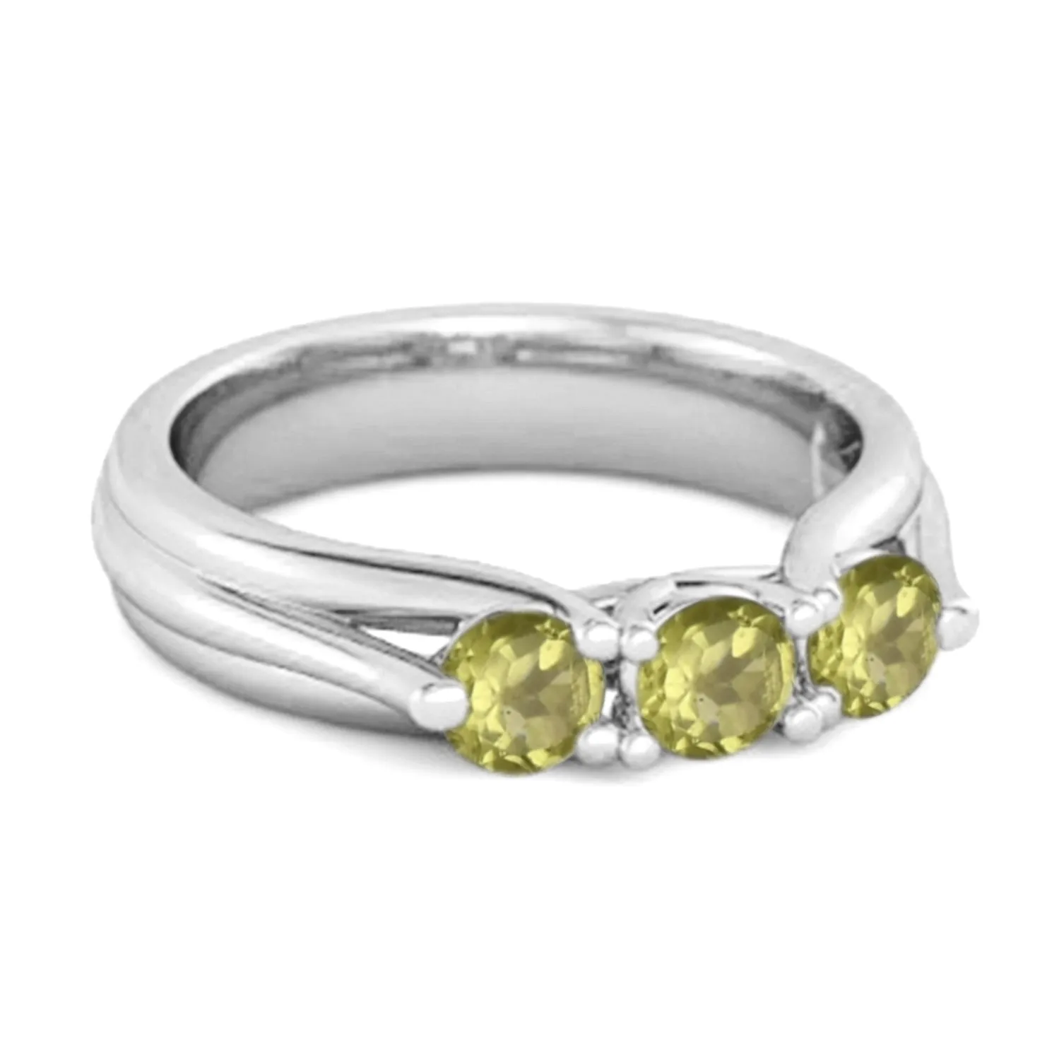 0.30 Ct Peridot Three-Stone Harmony 925 Silver Promise Ring