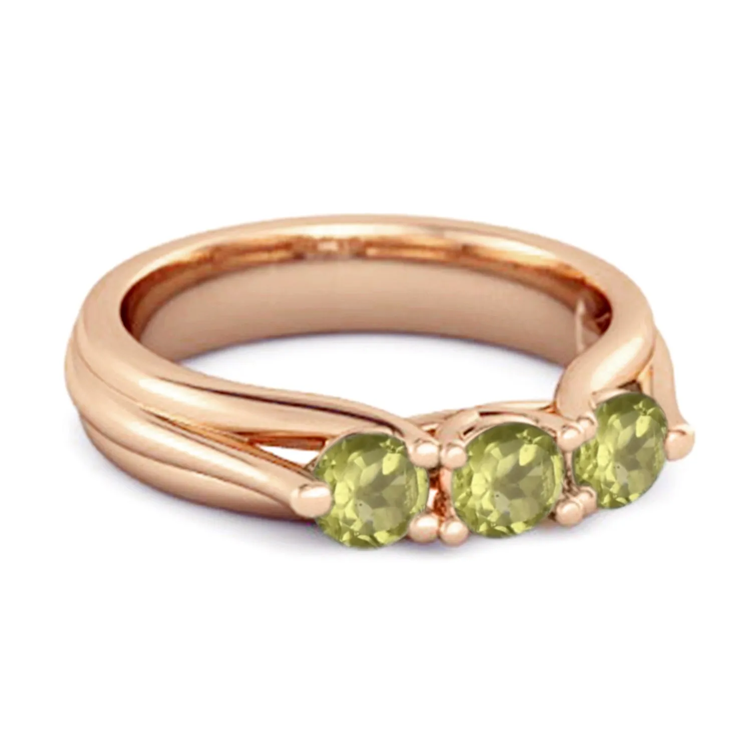 0.30 Ct Peridot Three-Stone Harmony 925 Silver Promise Ring