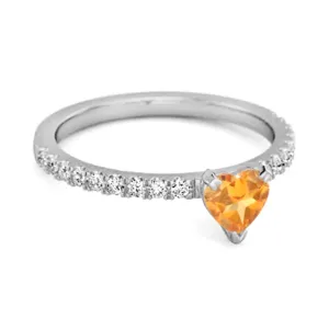 0.50 Cts Citrine 925 Sterling Silver Heart Ring Unique Lovers Ring