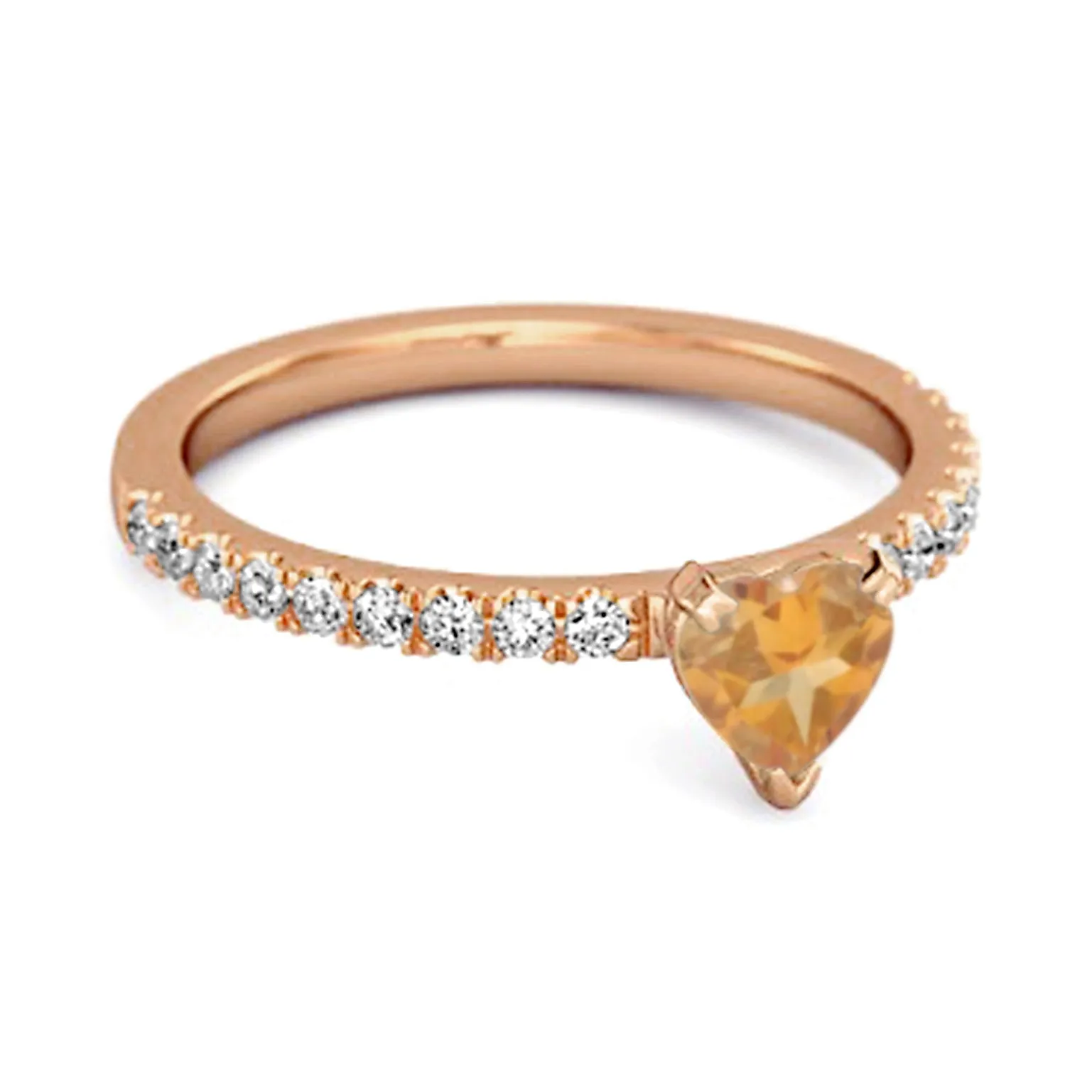 0.50 Cts Citrine 925 Sterling Silver Heart Ring Unique Lovers Ring