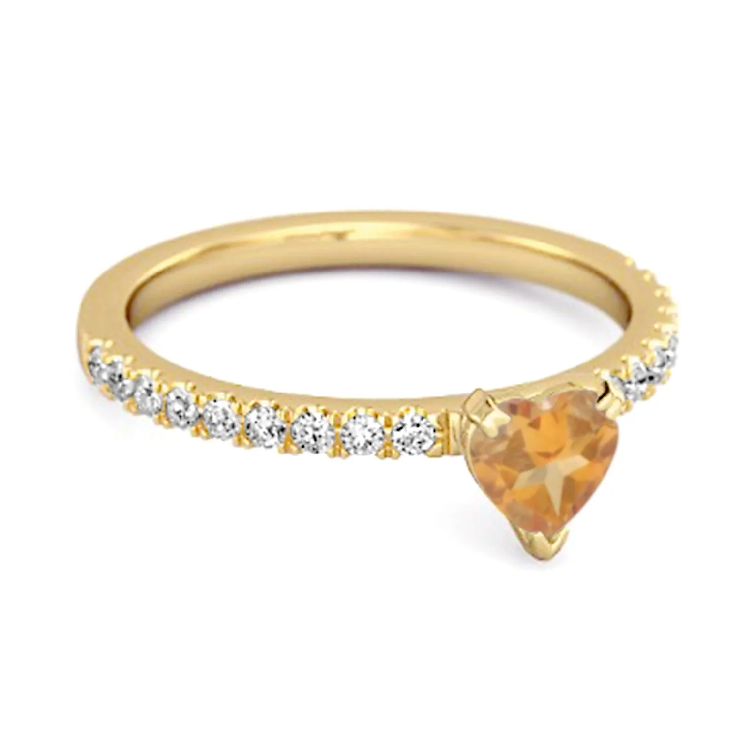 0.50 Cts Citrine 925 Sterling Silver Heart Ring Unique Lovers Ring