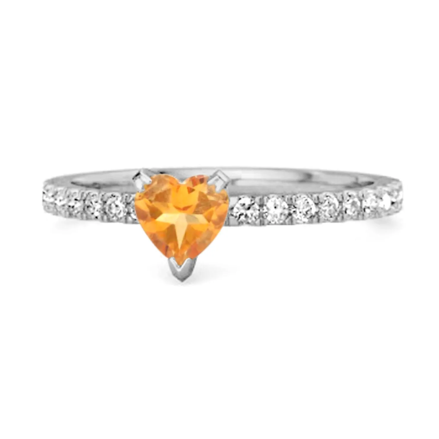 0.50 Cts Citrine 925 Sterling Silver Heart Ring Unique Lovers Ring