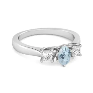 0.50 Ctw Blue Topaz 925 Sterling Silver Three Stone Confession Ring