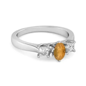 0.50 Ctw Citrine 925 Sterling Silver Three Stone Confession Ring