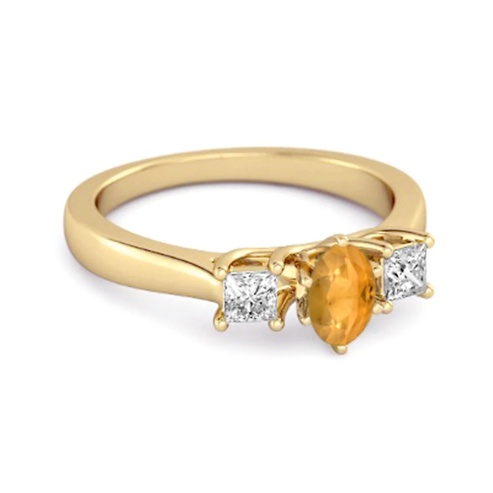 0.50 Ctw Citrine 925 Sterling Silver Three Stone Confession Ring
