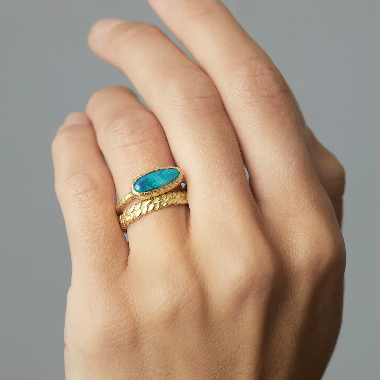 0.91 Carat One-of-a-Kind Boulder Opal Ring | OP7-OOAK