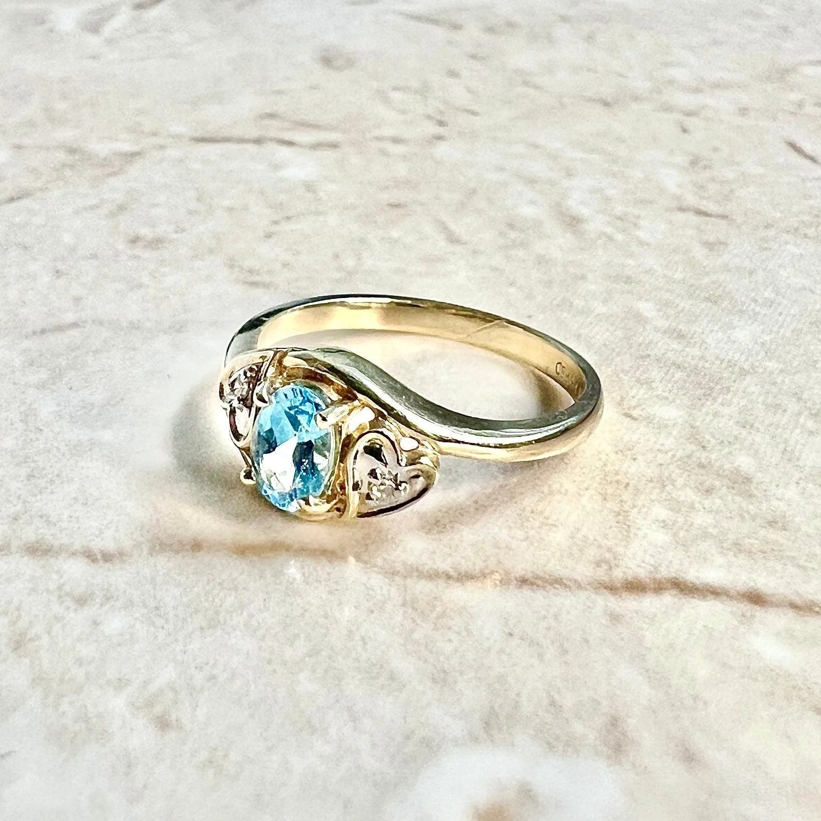 10 Karat Yellow Gold Swiss Blue Topaz Ring