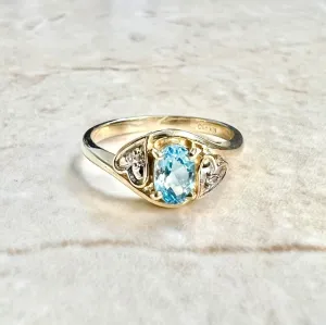 10 Karat Yellow Gold Swiss Blue Topaz Ring