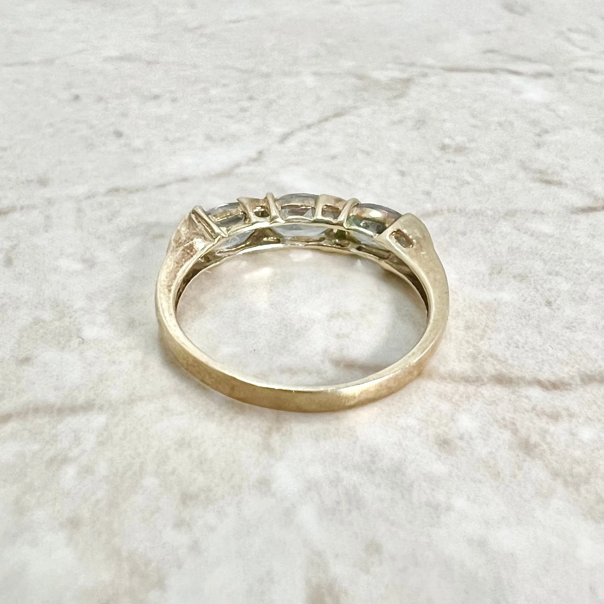 10 Karat Yellow Gold Three-Stone Mystic Topaz Band Ring