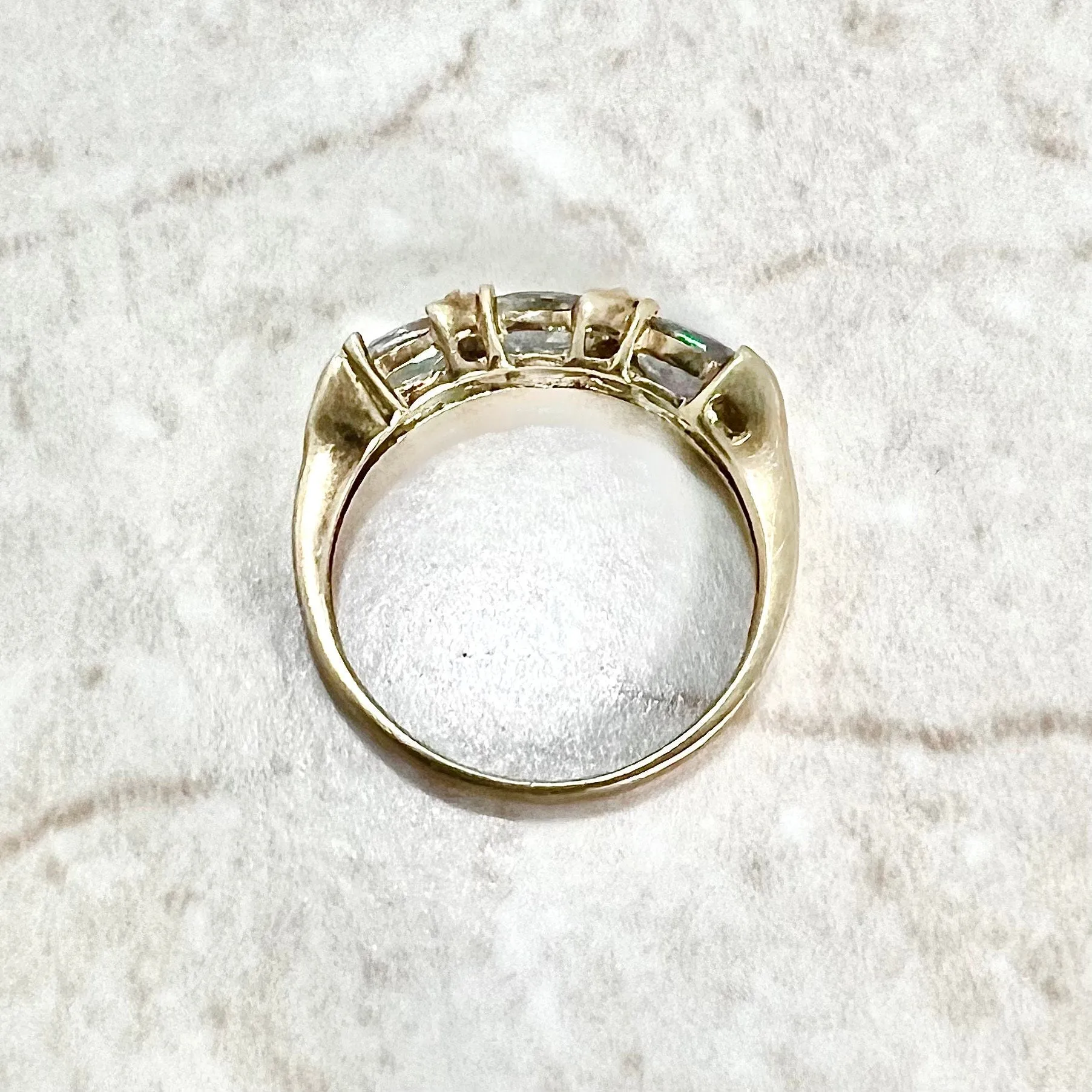 10 Karat Yellow Gold Three-Stone Mystic Topaz Band Ring
