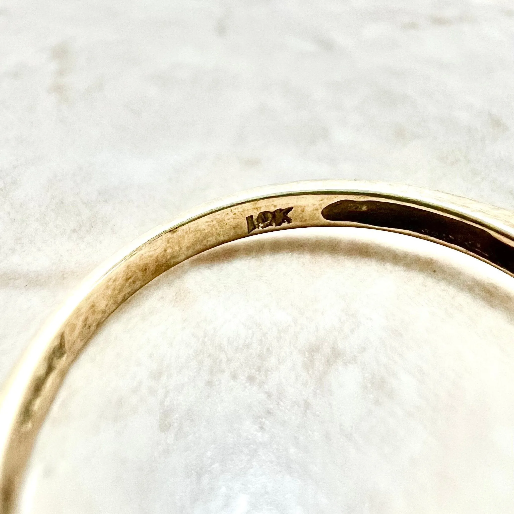 10 Karat Yellow Gold Three-Stone Mystic Topaz Band Ring