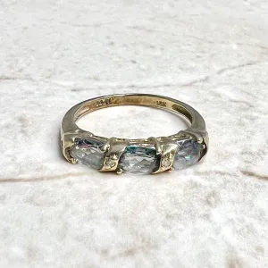 10 Karat Yellow Gold Three-Stone Mystic Topaz Band Ring