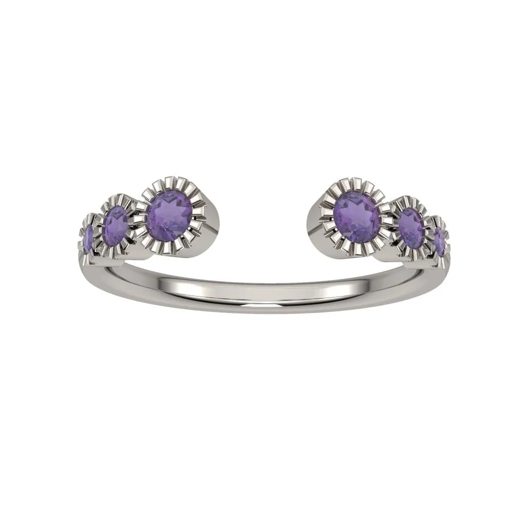 10k White Gold Amethyst Open Ring