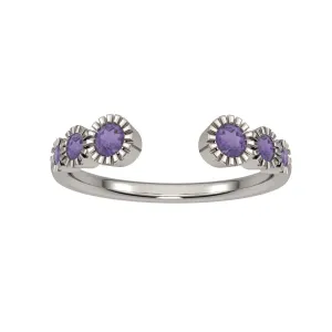 10k White Gold Amethyst Open Ring