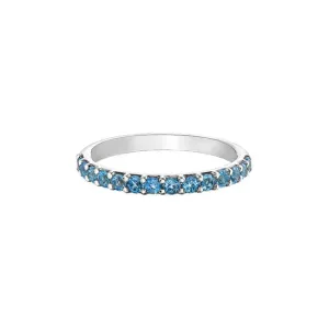 10K White Gold (December) Birthstone Blue Topaz Stackable Band