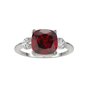 10k White Gold Garnet and Diamond Ring