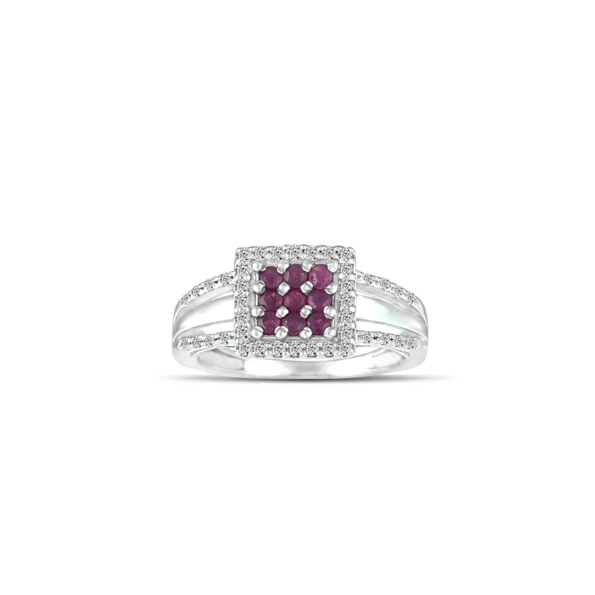 10K White Gold Ruby and Diamond Accent Fashion Ring