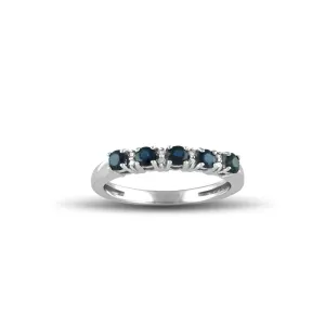 10K White Gold Sapphire and Diamond Accent Band Ring