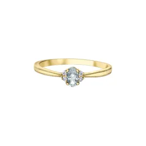10K Yellow Gold (April) Birthstone White Topaz and Diamond Ring