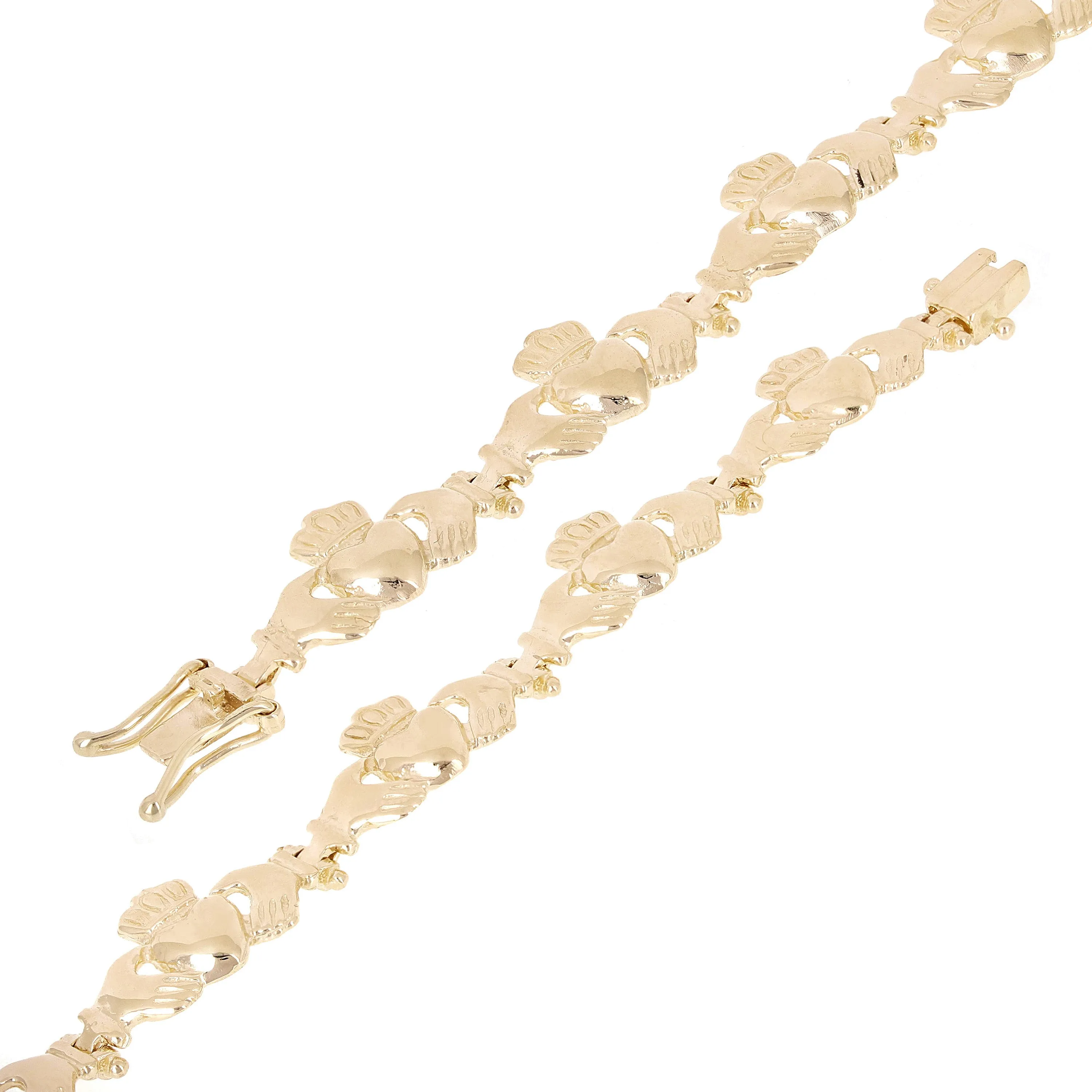 10k Yellow Gold Love Friendship Irish Claddagh Bracelet 10.4mm Various Lengths