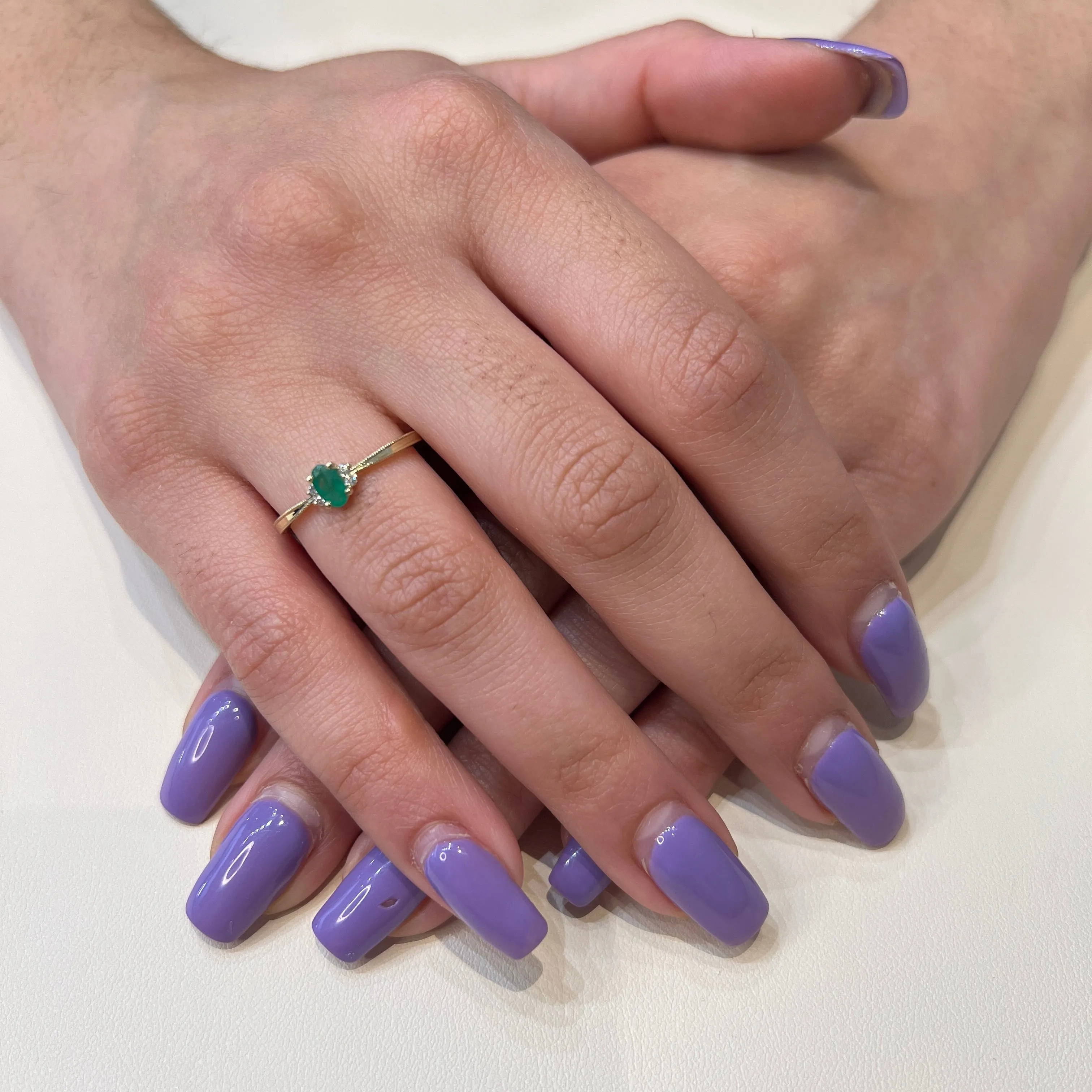 10K Yellow Gold (May) Birthstone Emerald and Diamond Ring