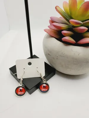 1137 Red Huskers Stud Dangle Earrings