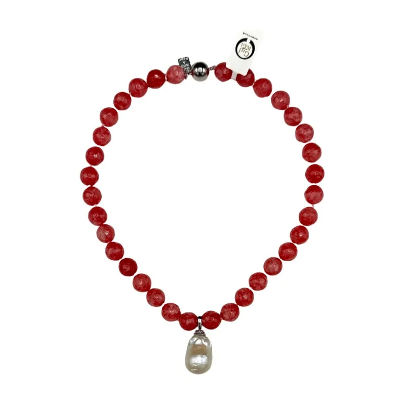 120-36 | ROSE QUARTZ W/ WILD PEARL DROP