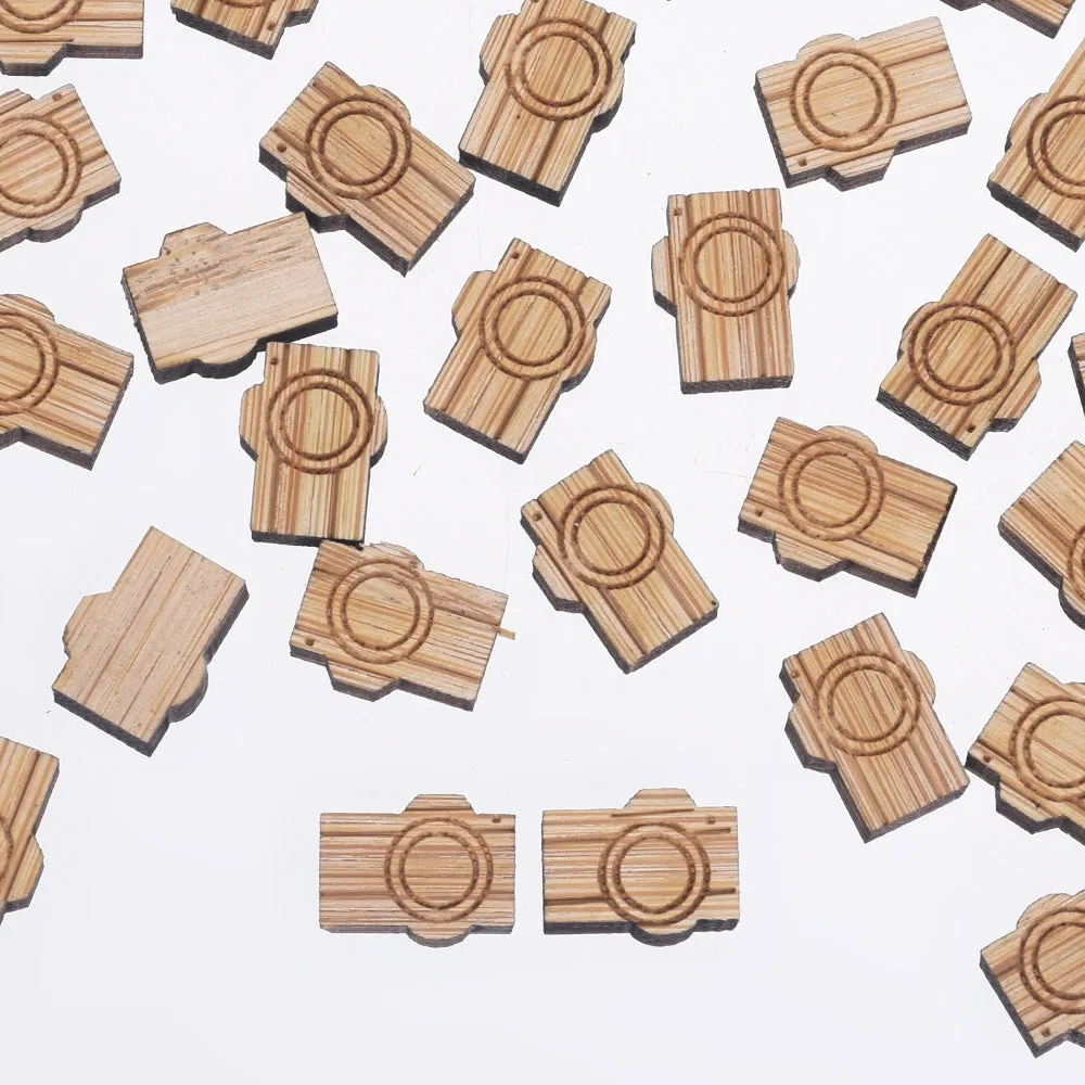 12*9mm DIY Laser Cut Wooden Camera Charms Wood Charm Laser Cut Supplies Earring Supplies Wood Cabochons 6pcs 10261174