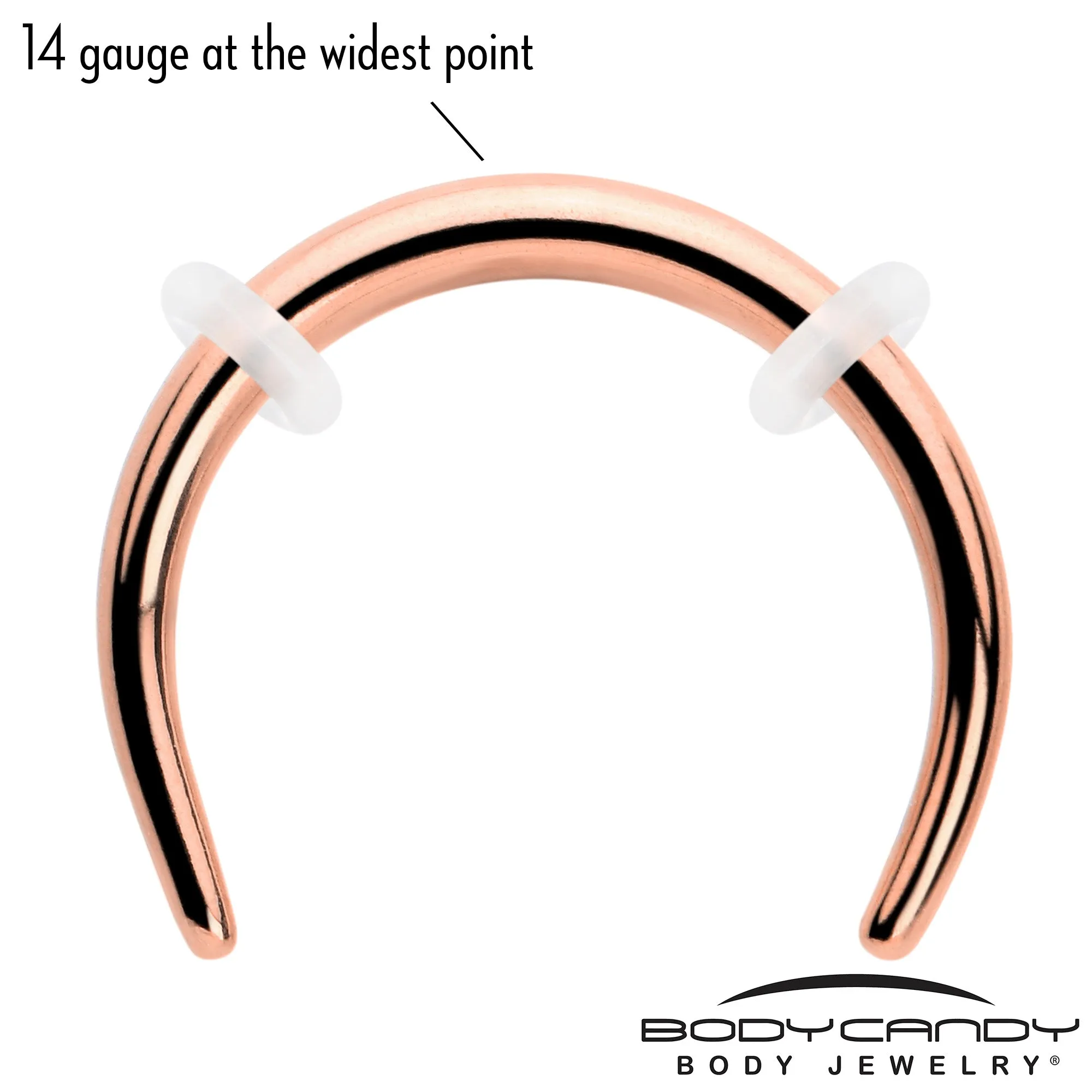 14 Gauge 3/8 Rose Gold Tone Pincher Crescent Taper